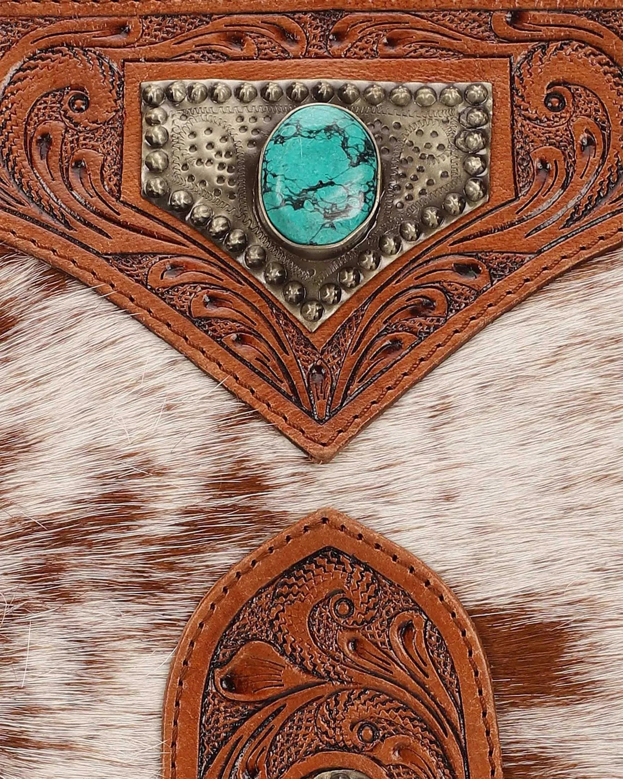Mojave Tassle Bag - Brown &amp; White Cowhide