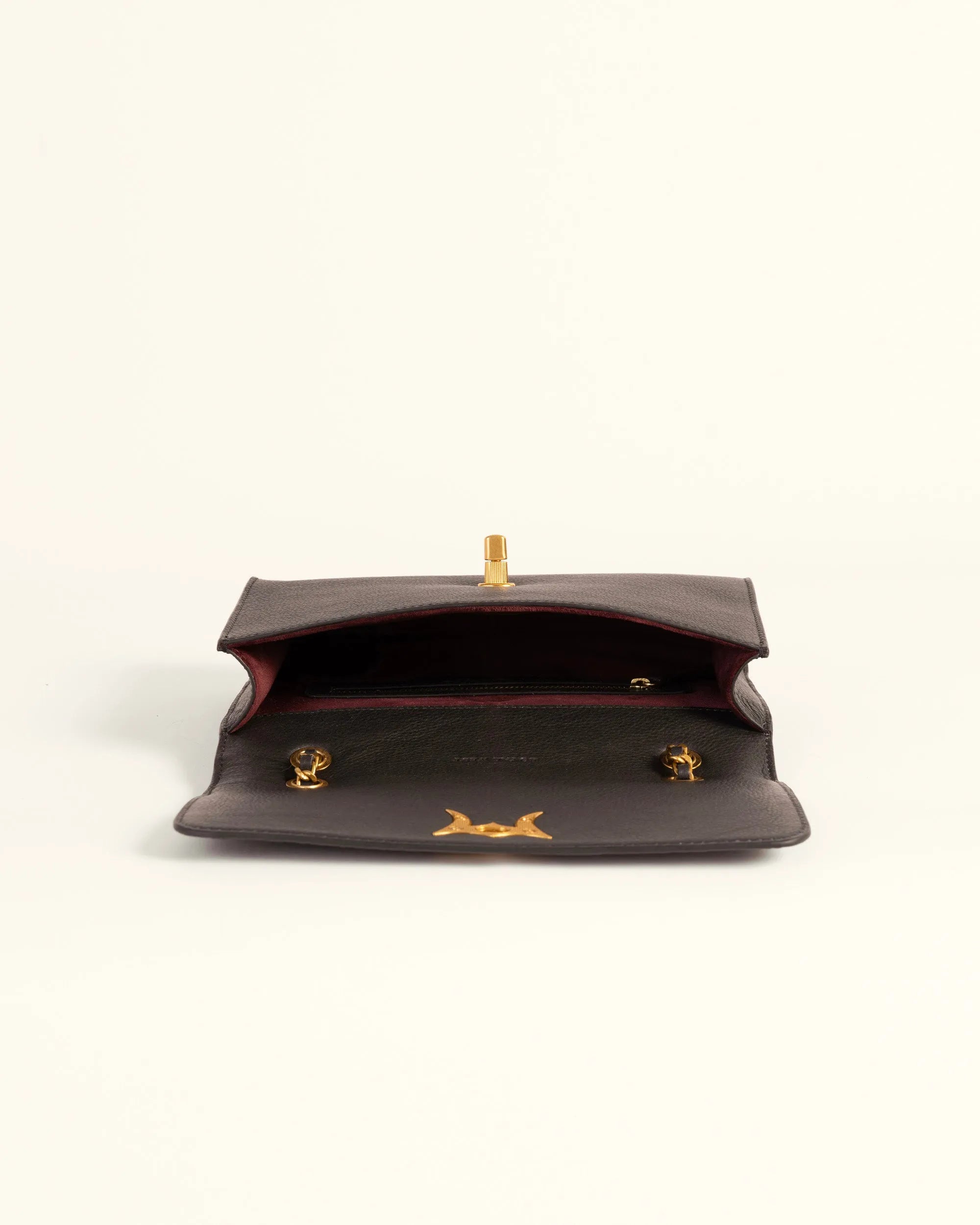 Savi Small Embossed &amp; Grained Leather Bag - Charcoal
