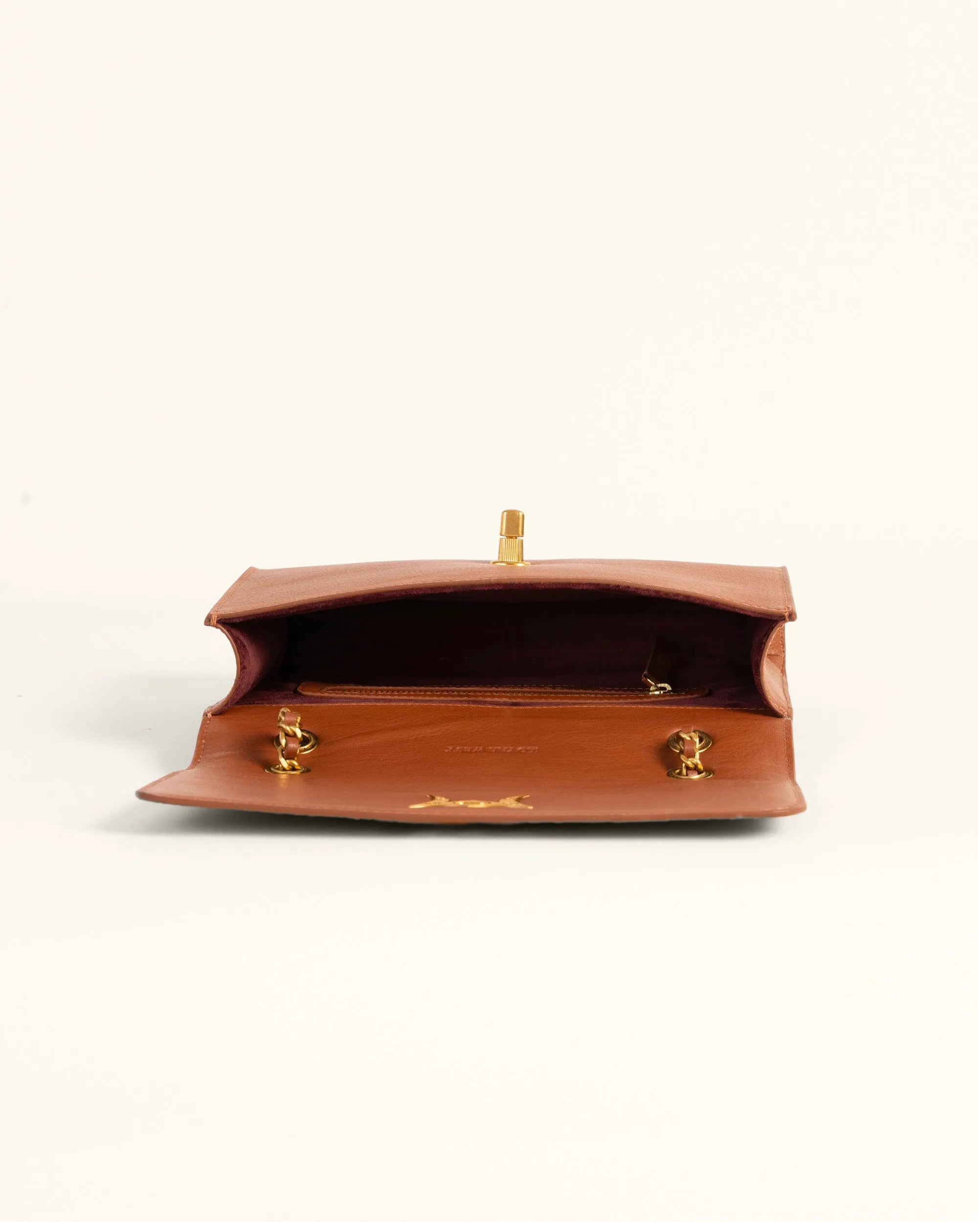Savi Small Embossed &amp; Grained Leather Bag - Amber Glow