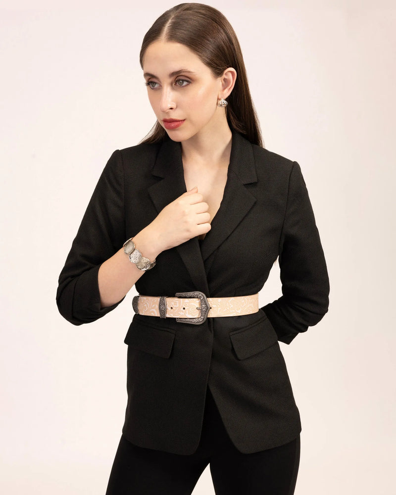 Sophia Belt - Beige Floral Leather