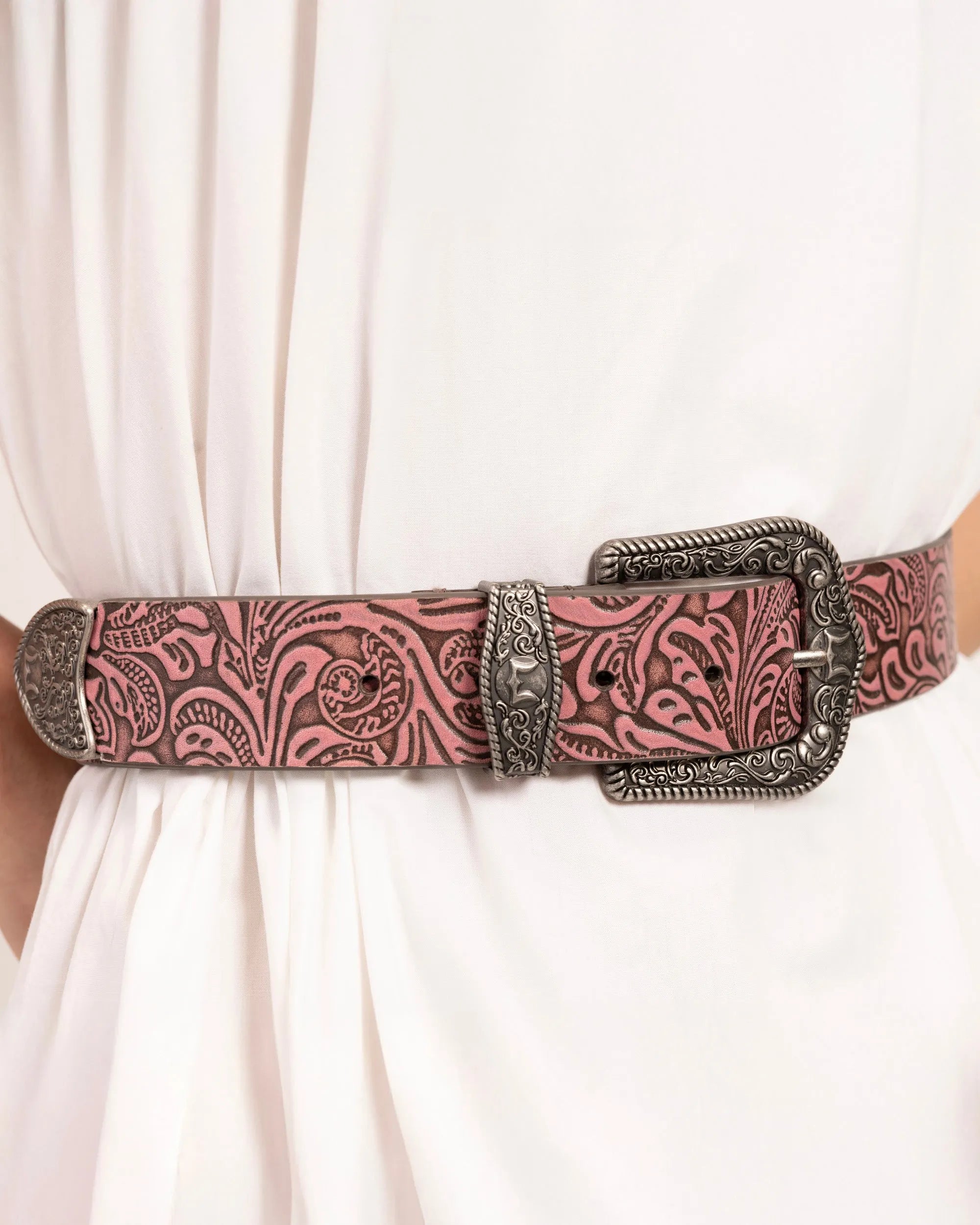 Sophia Belt-Pink Floral Leather