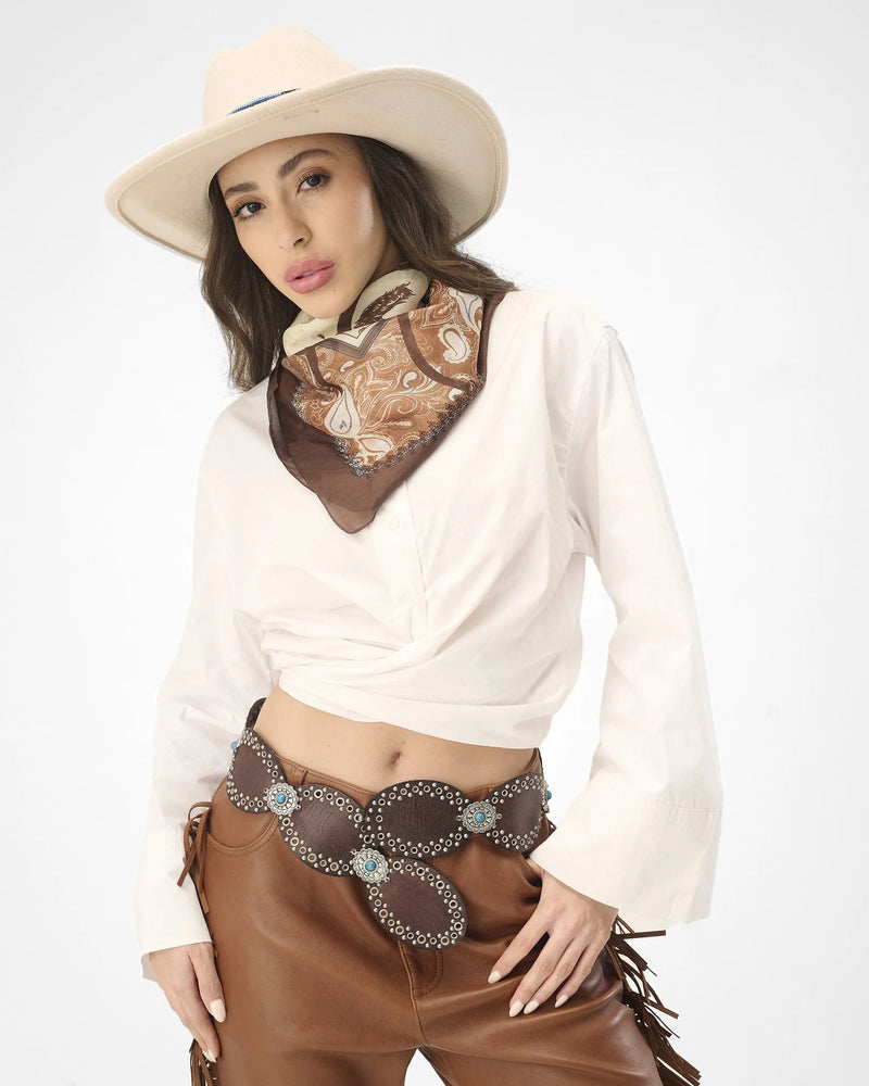 Alta Buena Leather Belt In Calfskin-Dark Brown