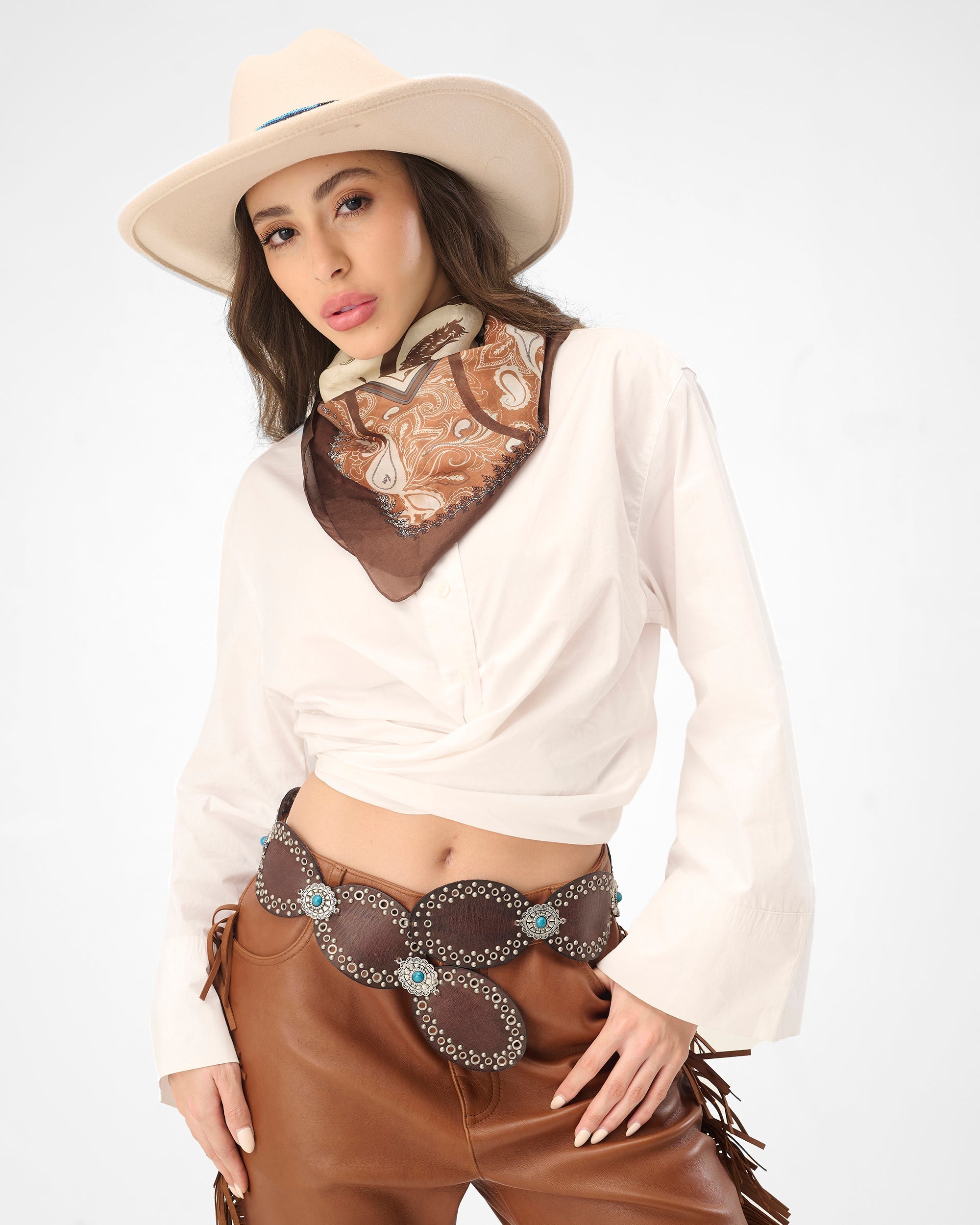 Alta Buena Leather Belt In Calfskin-Dark Brown