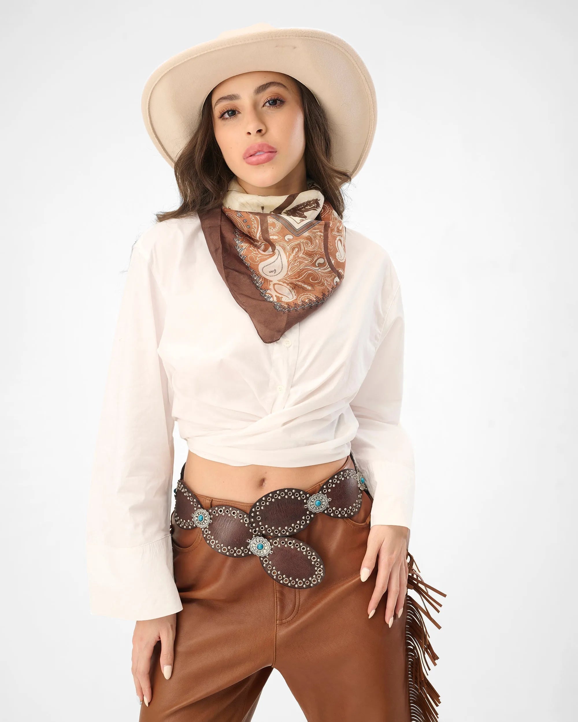 Alta Buena Leather Belt In Calfskin-Dark Brown
