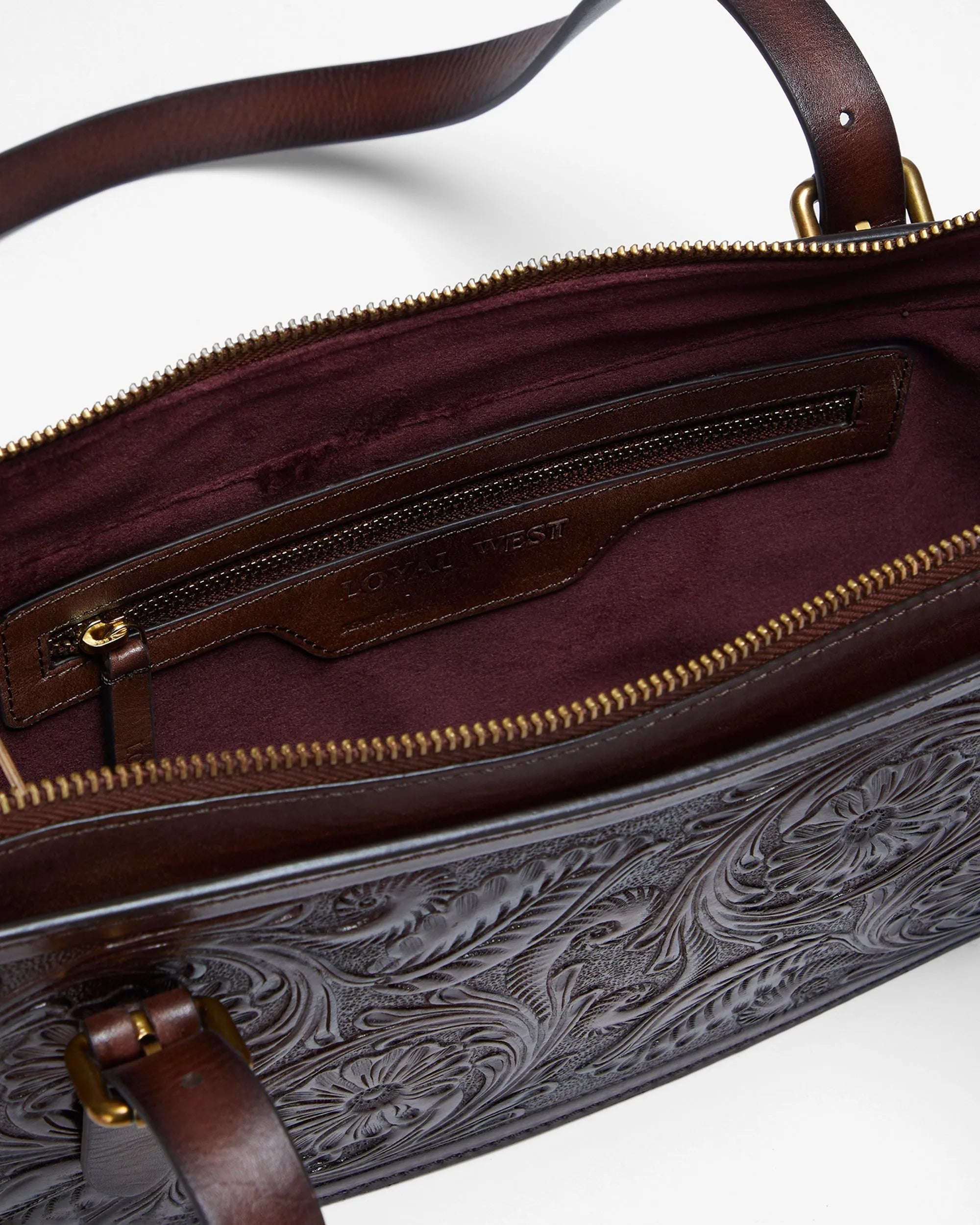 Mivva Handtooled Mini Bag - Brunette Leather