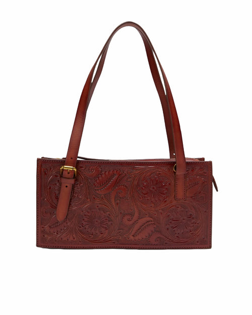 Mivva Handtooled Mini Bag - Soft Walnut Leather