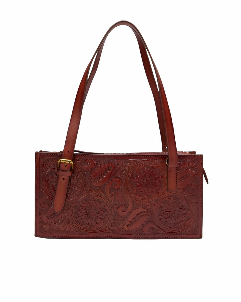 Mivva Handtooled Mini Bag - Soft Walnut Leather