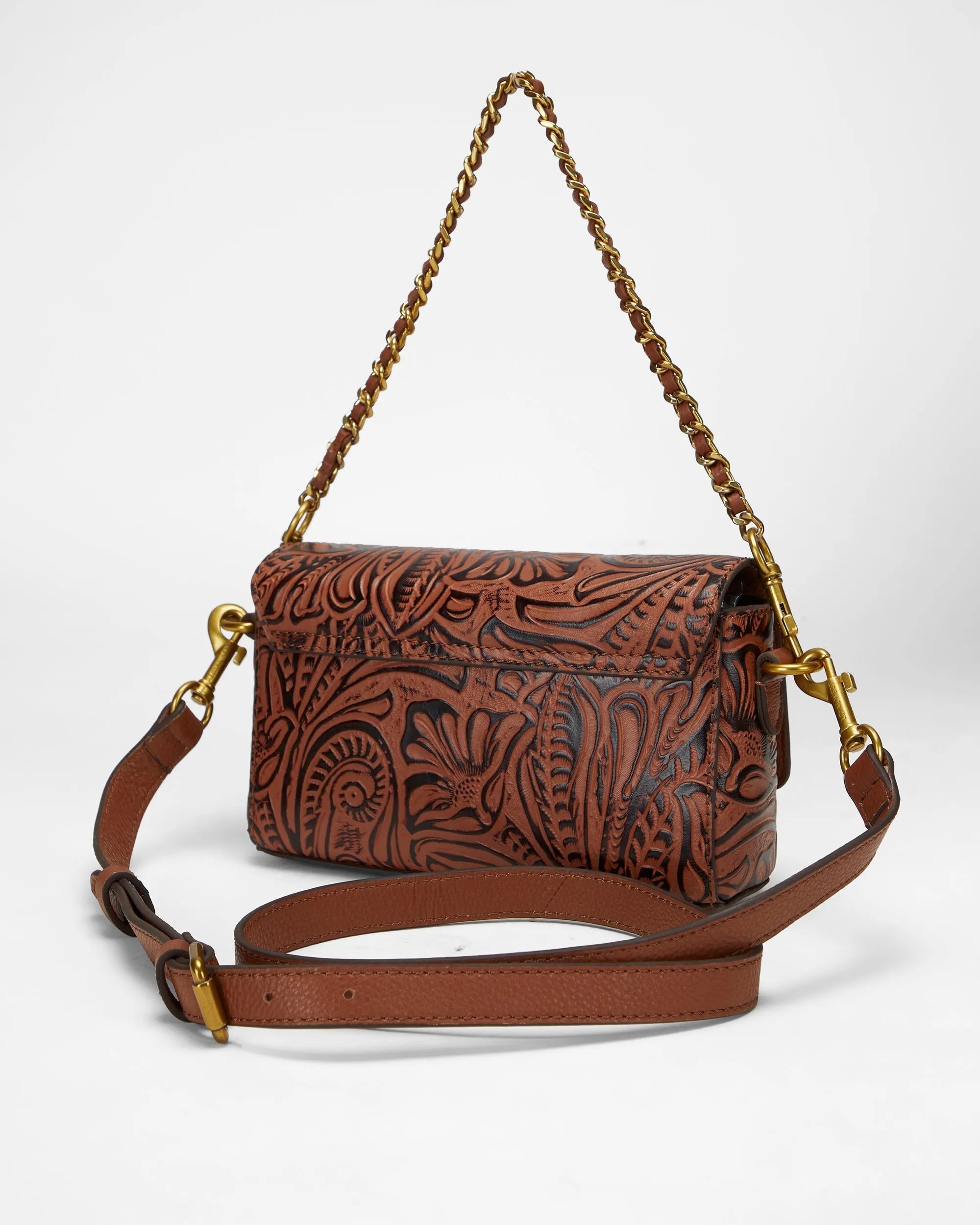 Savi Mini Bag In  Hand Finished Embossed Leather - Brown