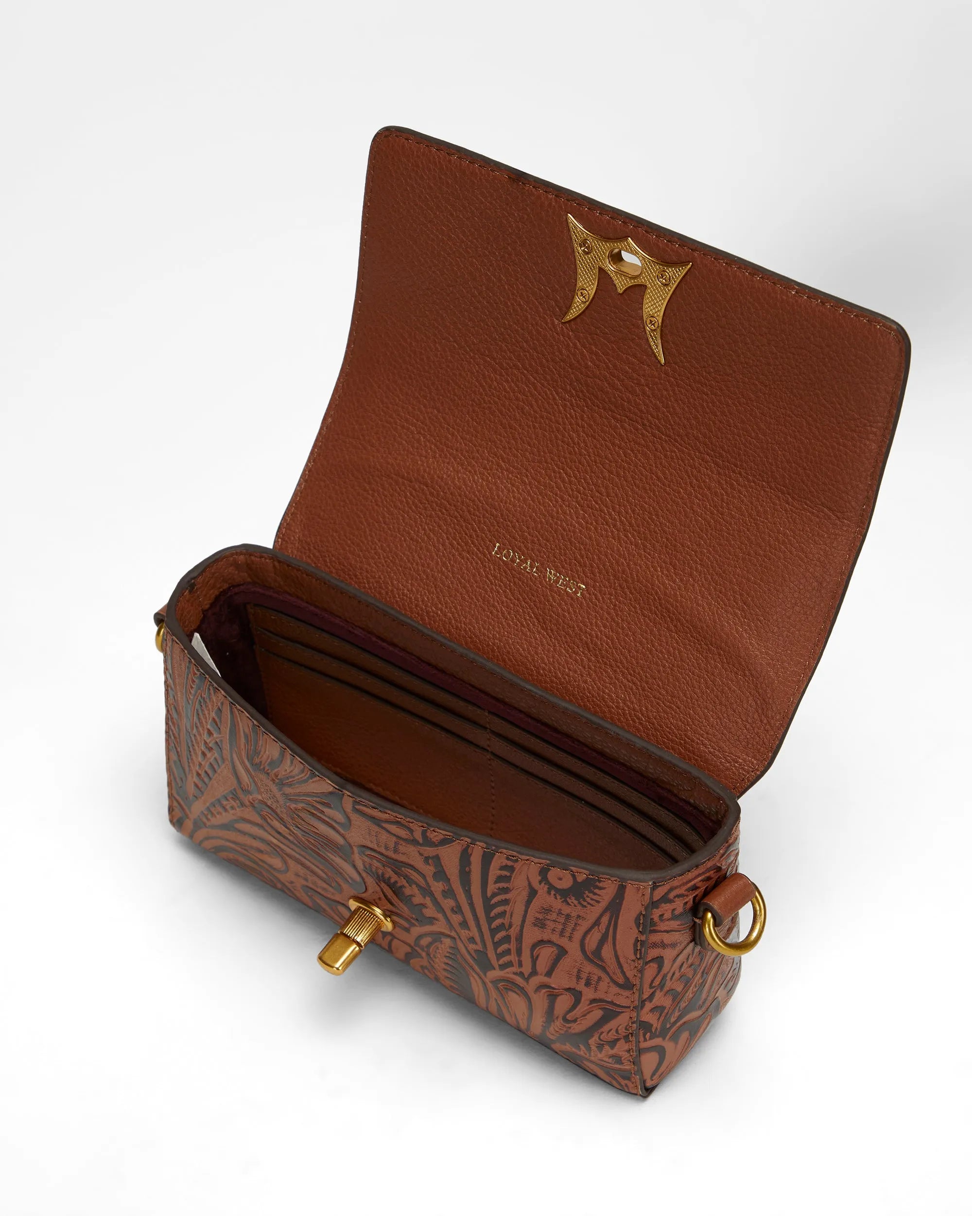 Savi Mini Bag In  Hand Finished Embossed Leather - Brown