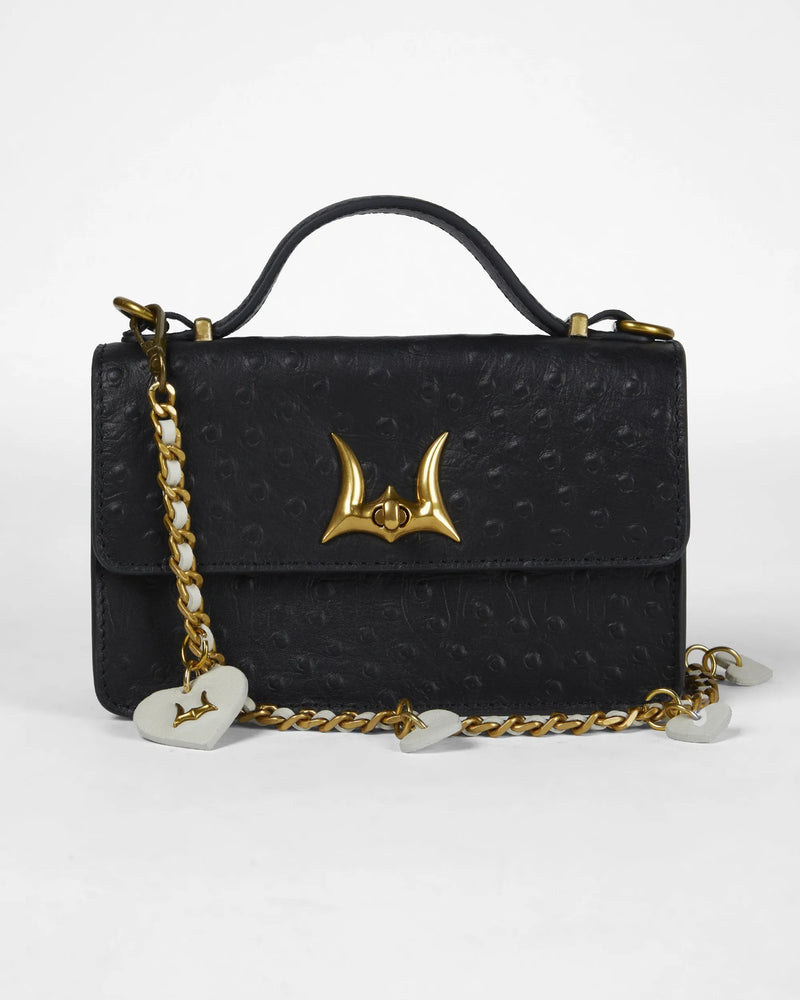 Heart Charm Chain In White Calf Leather (2 In 1 Crossbody Chain)