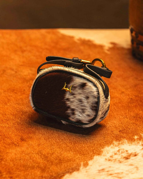 Sophia Micro Bag Charm In Black & White Cowhide