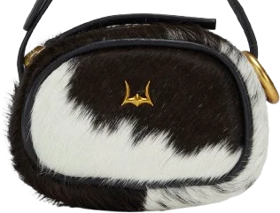 Sophia Micro Bag Charm In Black & White Cowhide