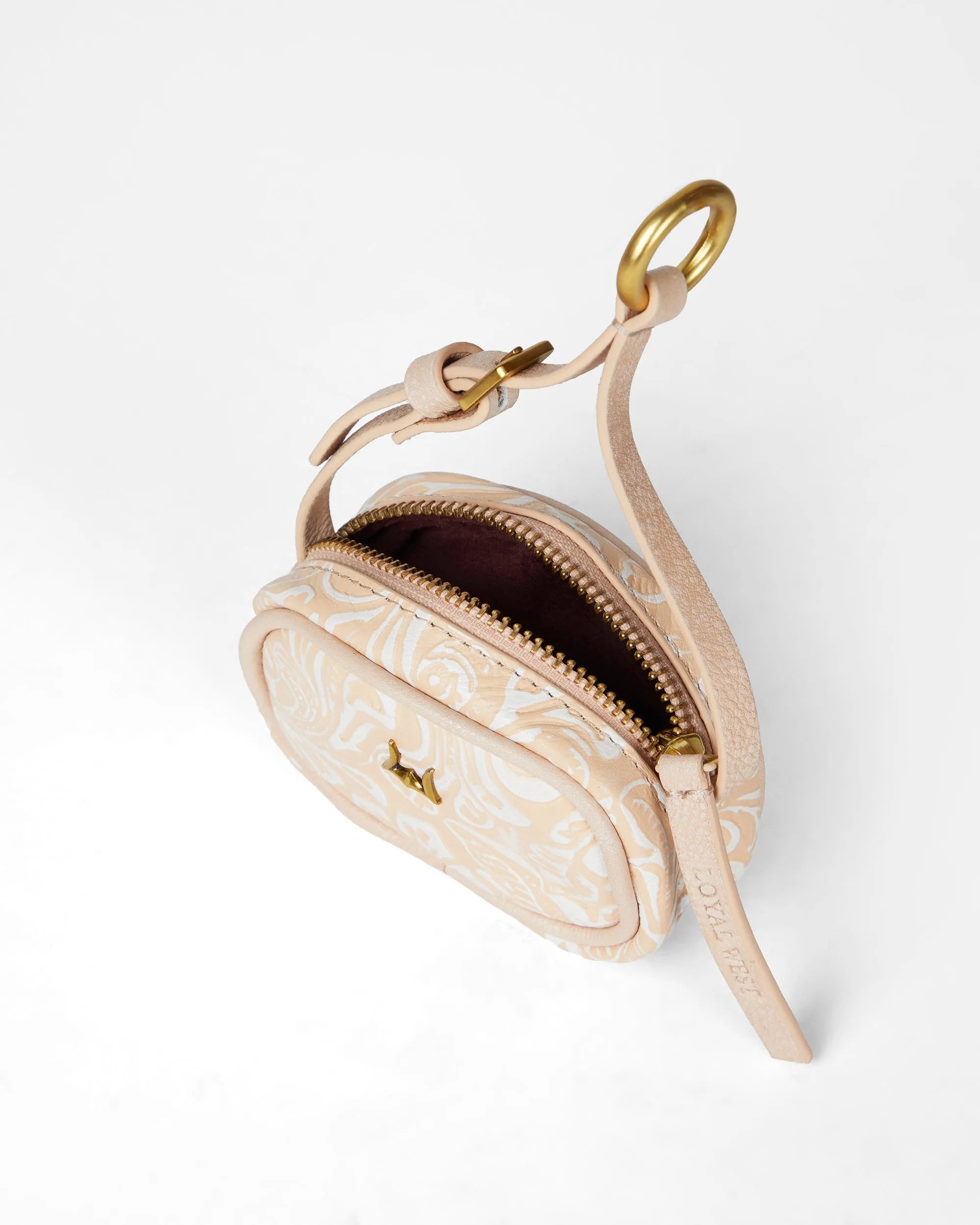 Sophia Micro Bag Charm In Hand Finished Embossed Leather - White