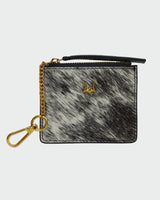 Sophia Credit Card Holder In Black & White Cowhide