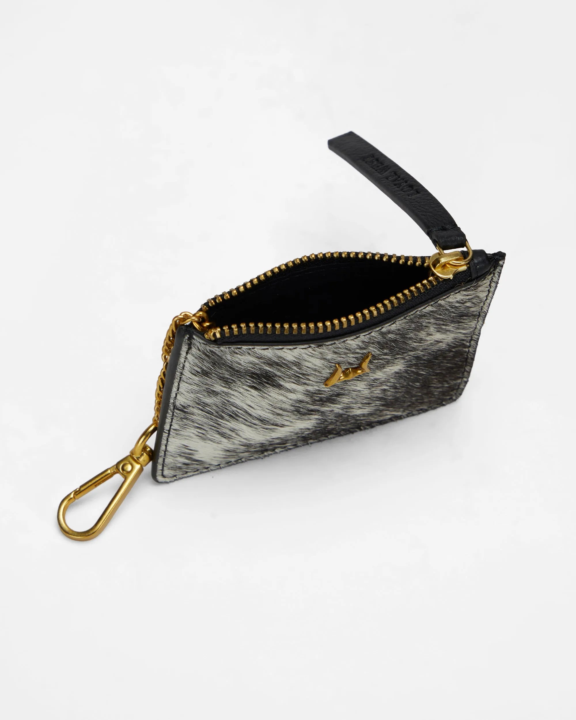 Sophia Credit Card Holder In Black &amp; White Cowhide