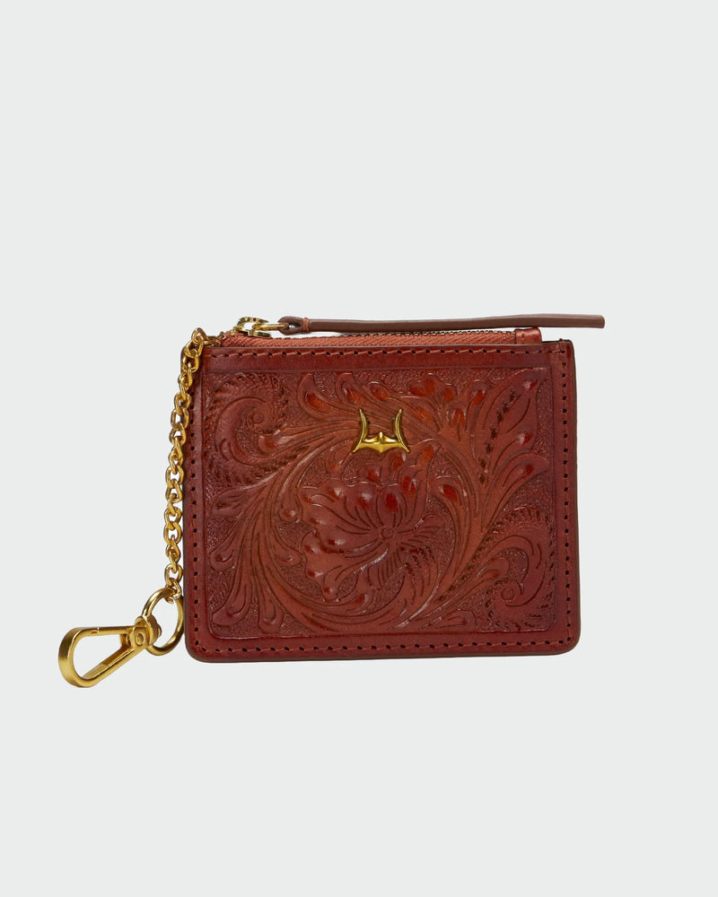 Sophia Credit Card Holder In Handtooled Leather