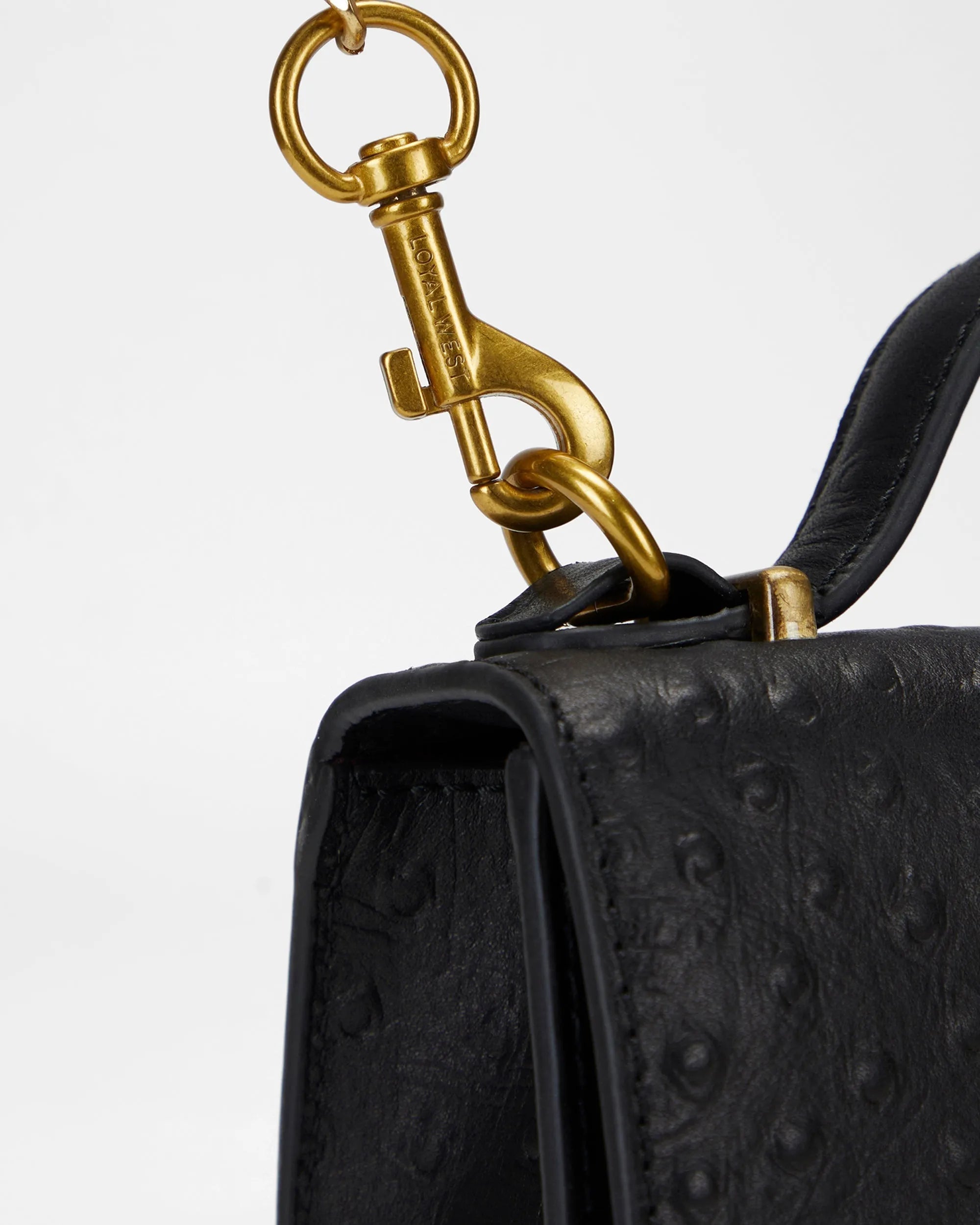 Valencia Ostrich Leather Bag - Black