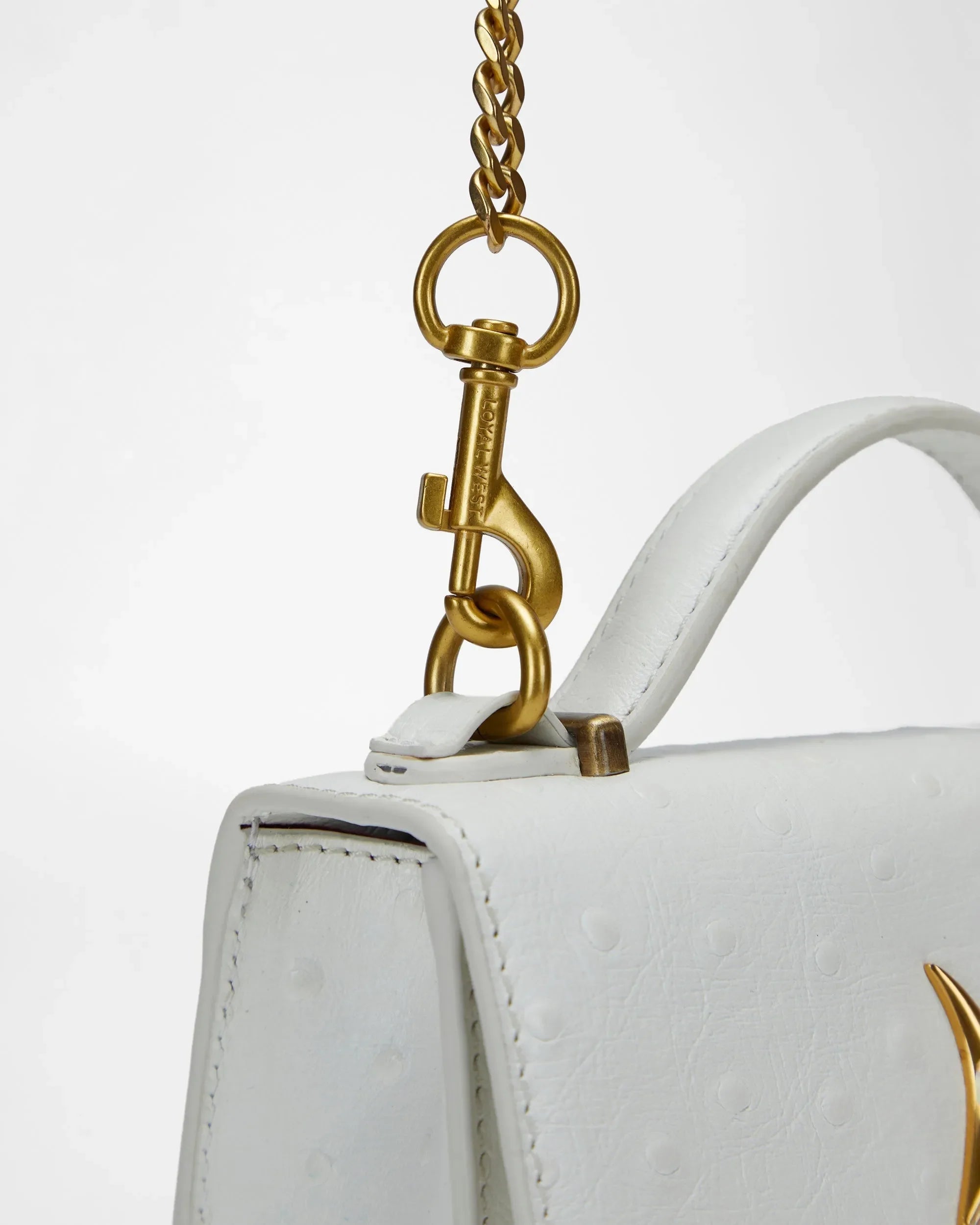 Valencia Ostrich Leather Bag - White