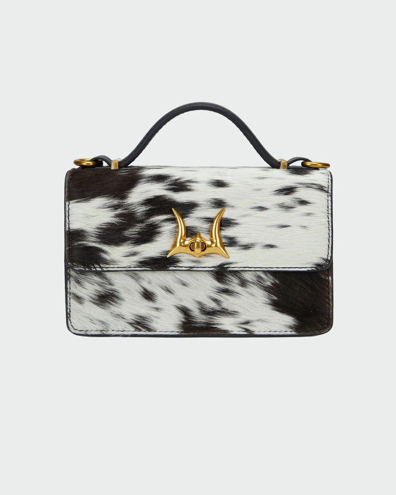 Valencia Leather Bag - Black & White Cowhide