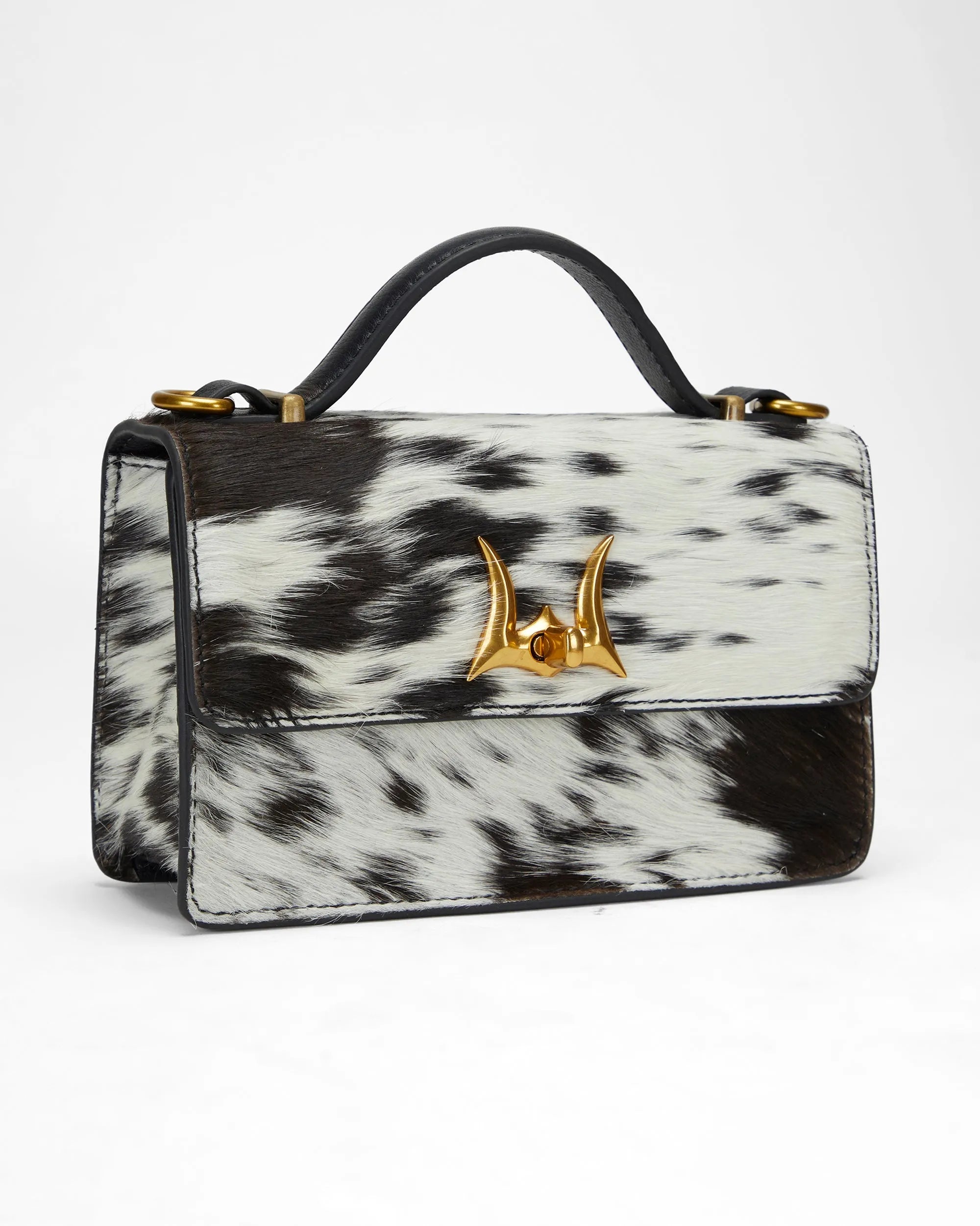 Valencia Leather Bag - Black &amp; White Cowhide
