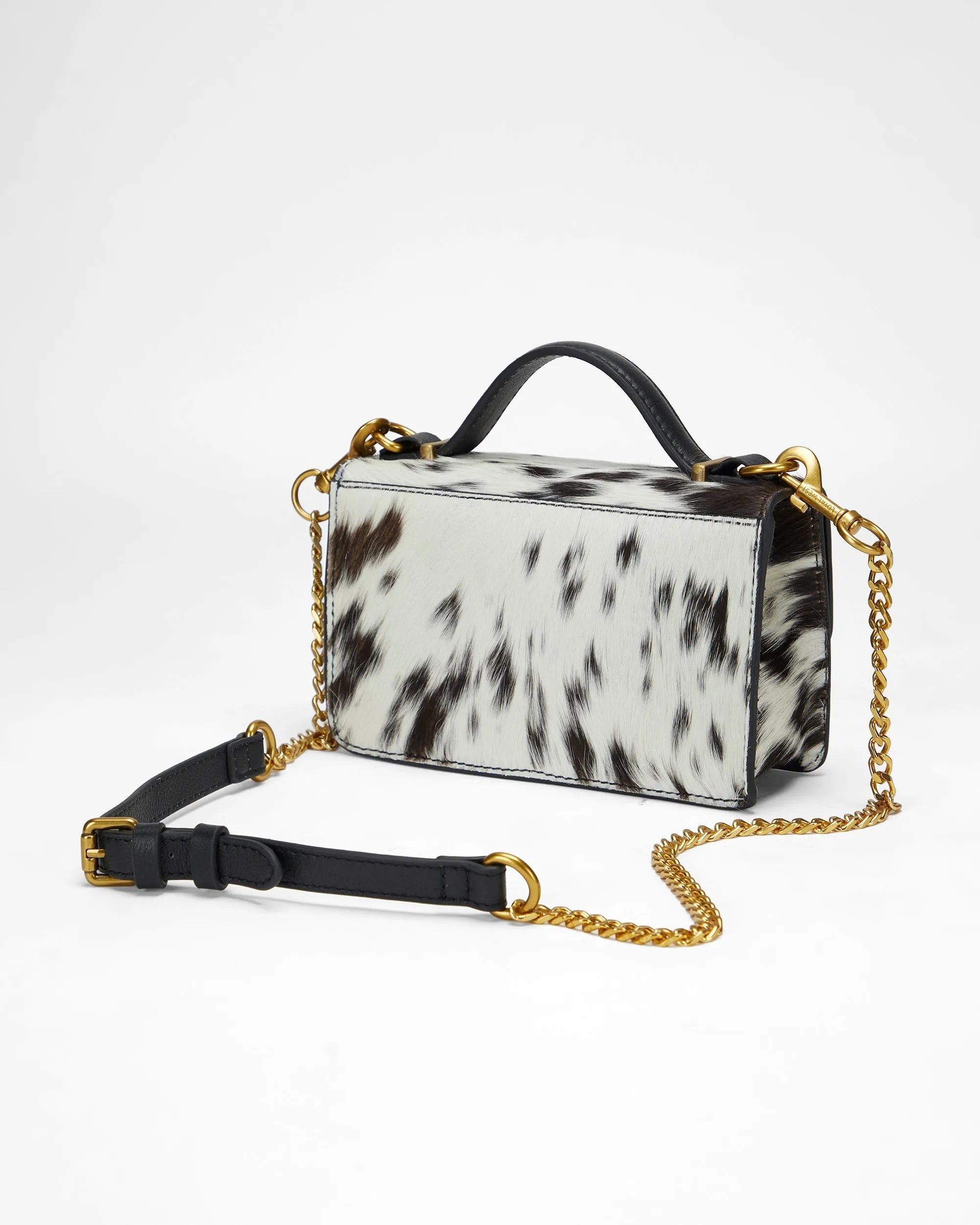 Valencia Leather Bag - Black &amp; White Cowhide