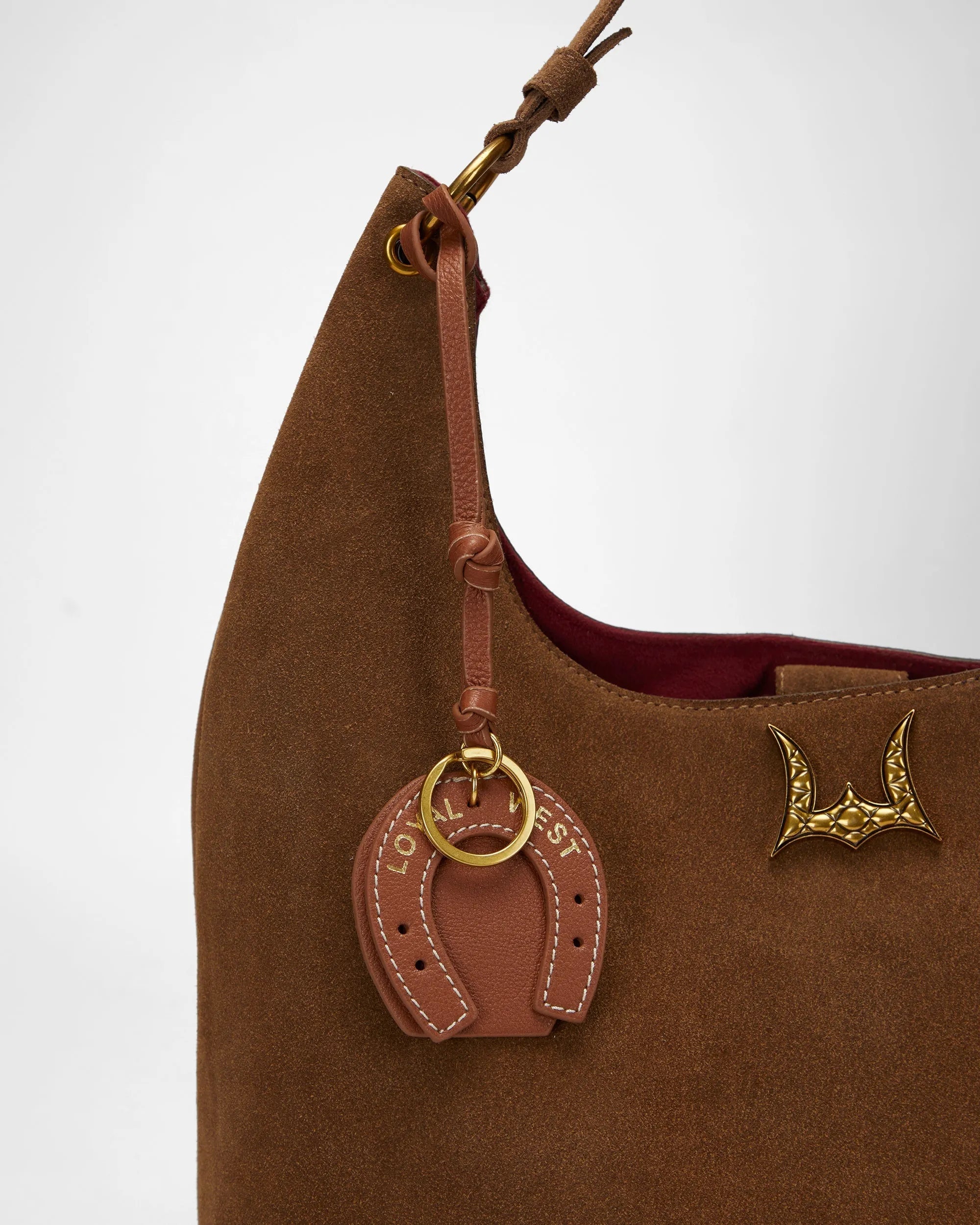 Horse Shoe Bag Charm In Calf Leather - Tan