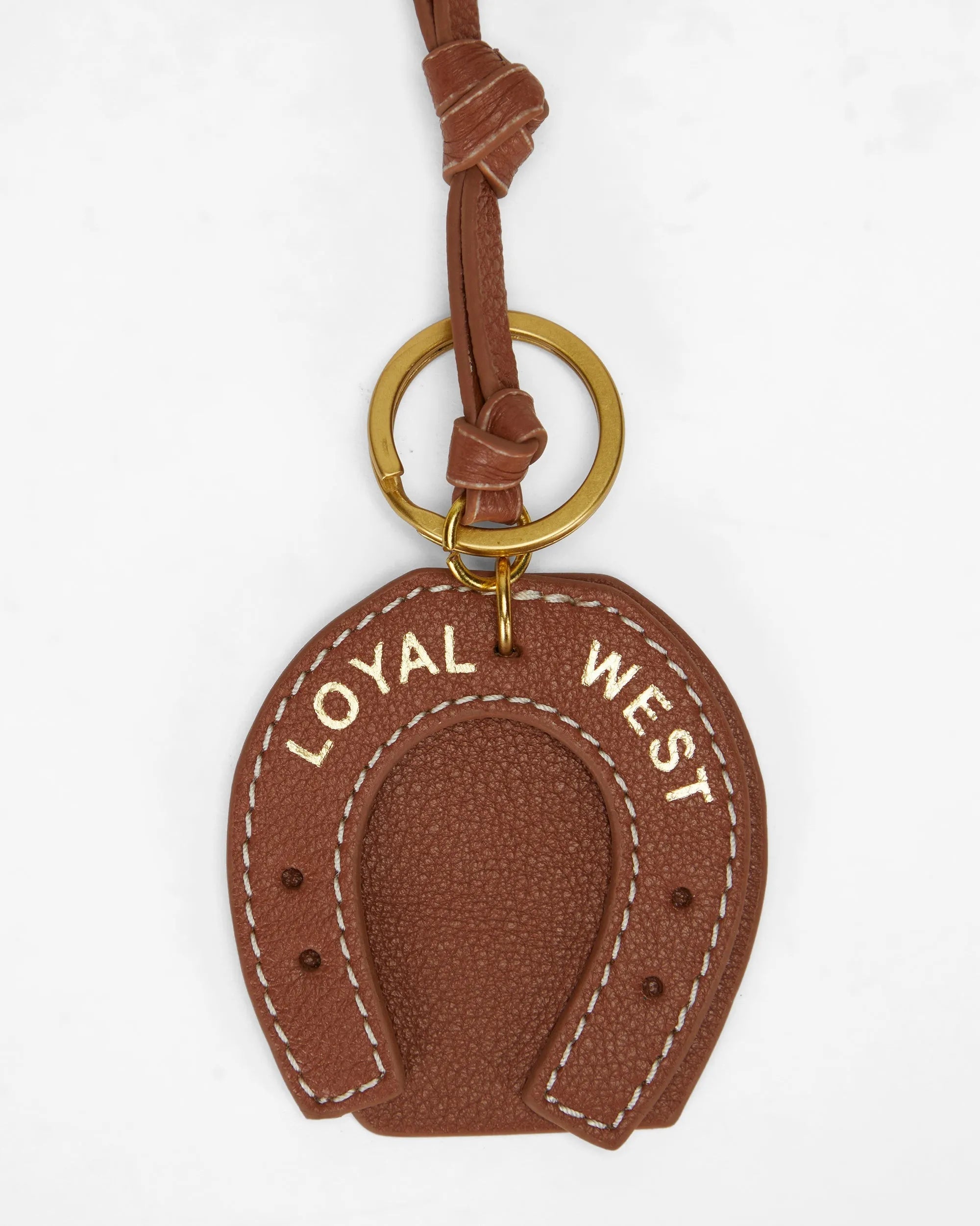 Horse Shoe Bag Charm In Calf Leather - Tan