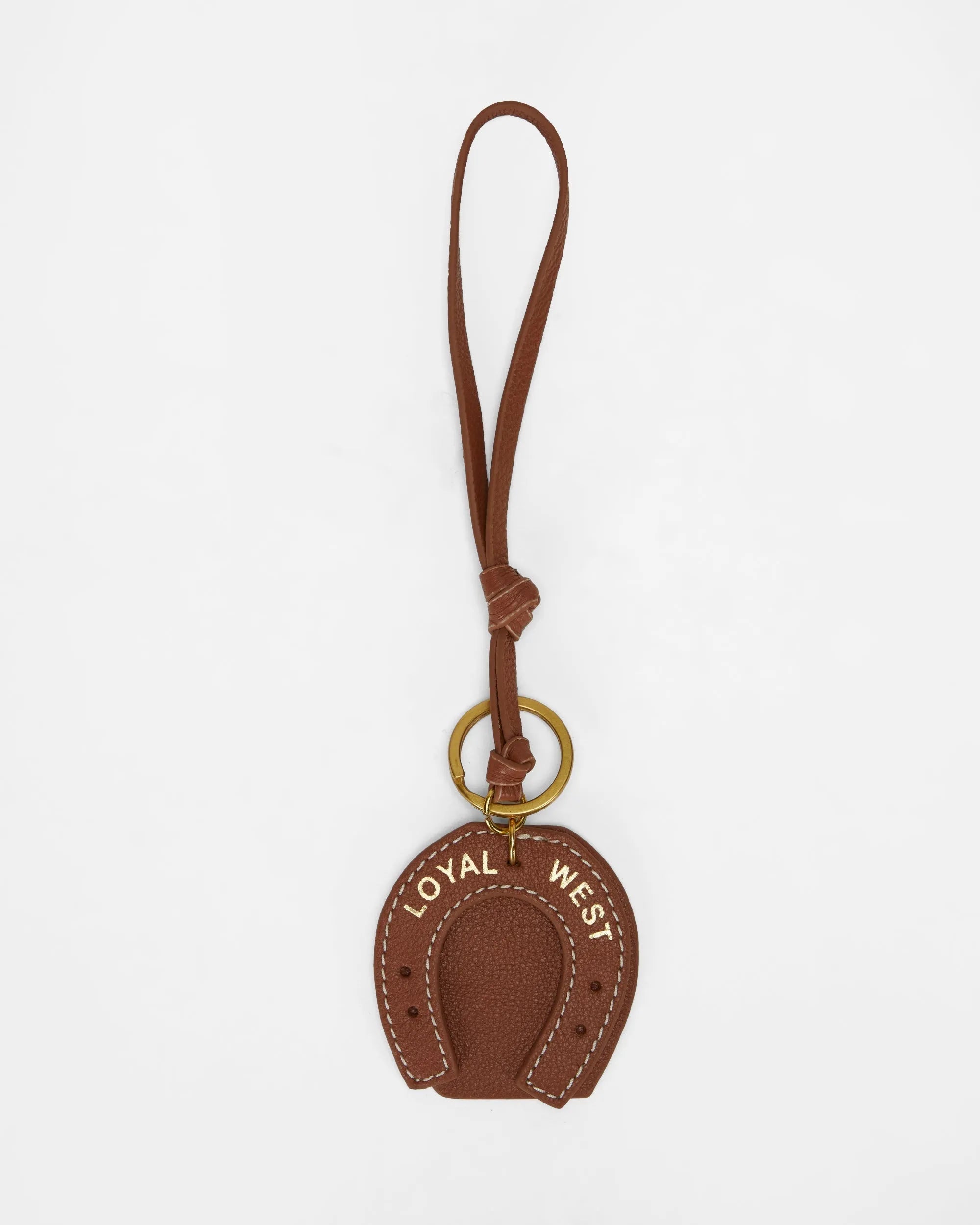 Horse Shoe Bag Charm In Calf Leather - Tan