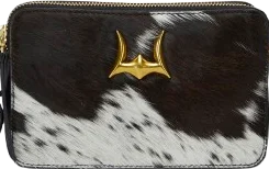 Shell Mini Purse In Black & White Cowhide