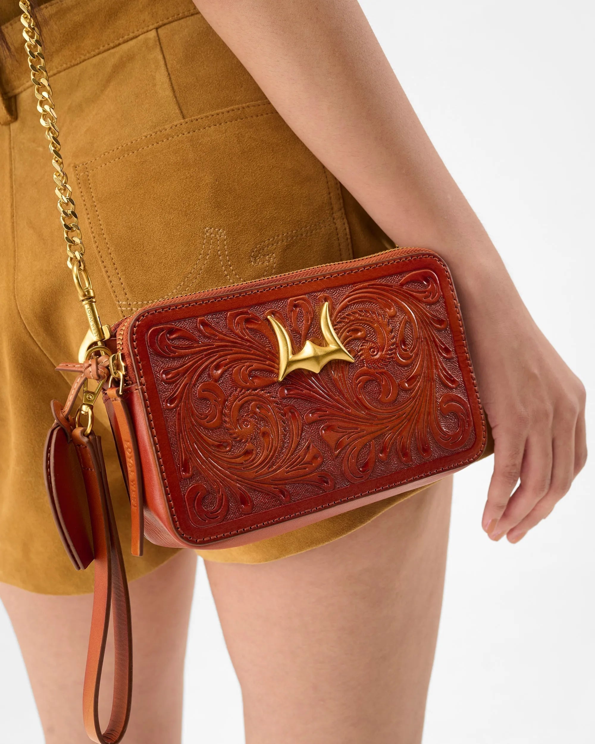 Shell Mini Purse In Handtooled Leather