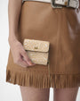 Sophia Card Holder In Hand Finished Embossed Leather - White