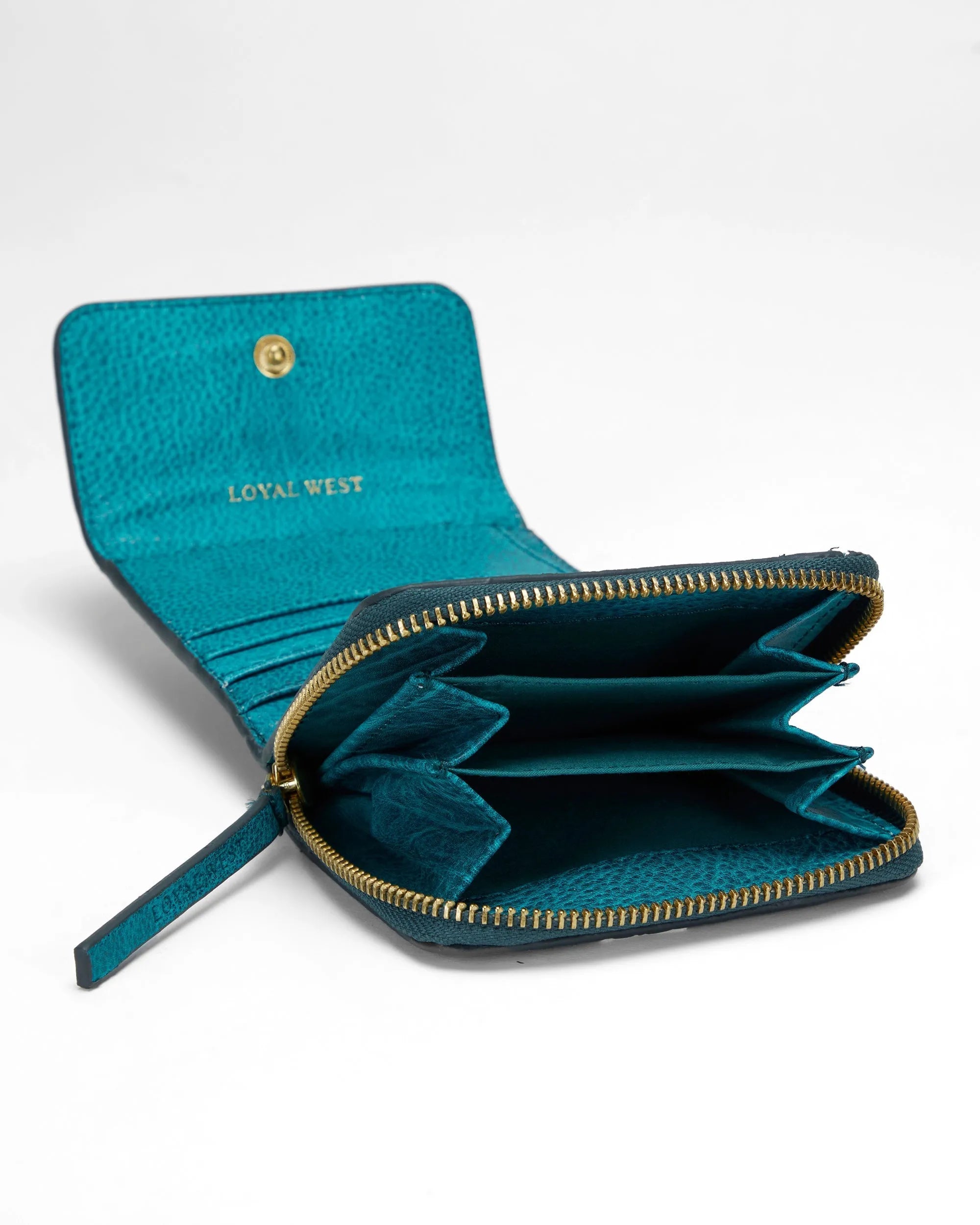 Sophia Card Holder In Hand Finished Embossed Leather -  Turquoise