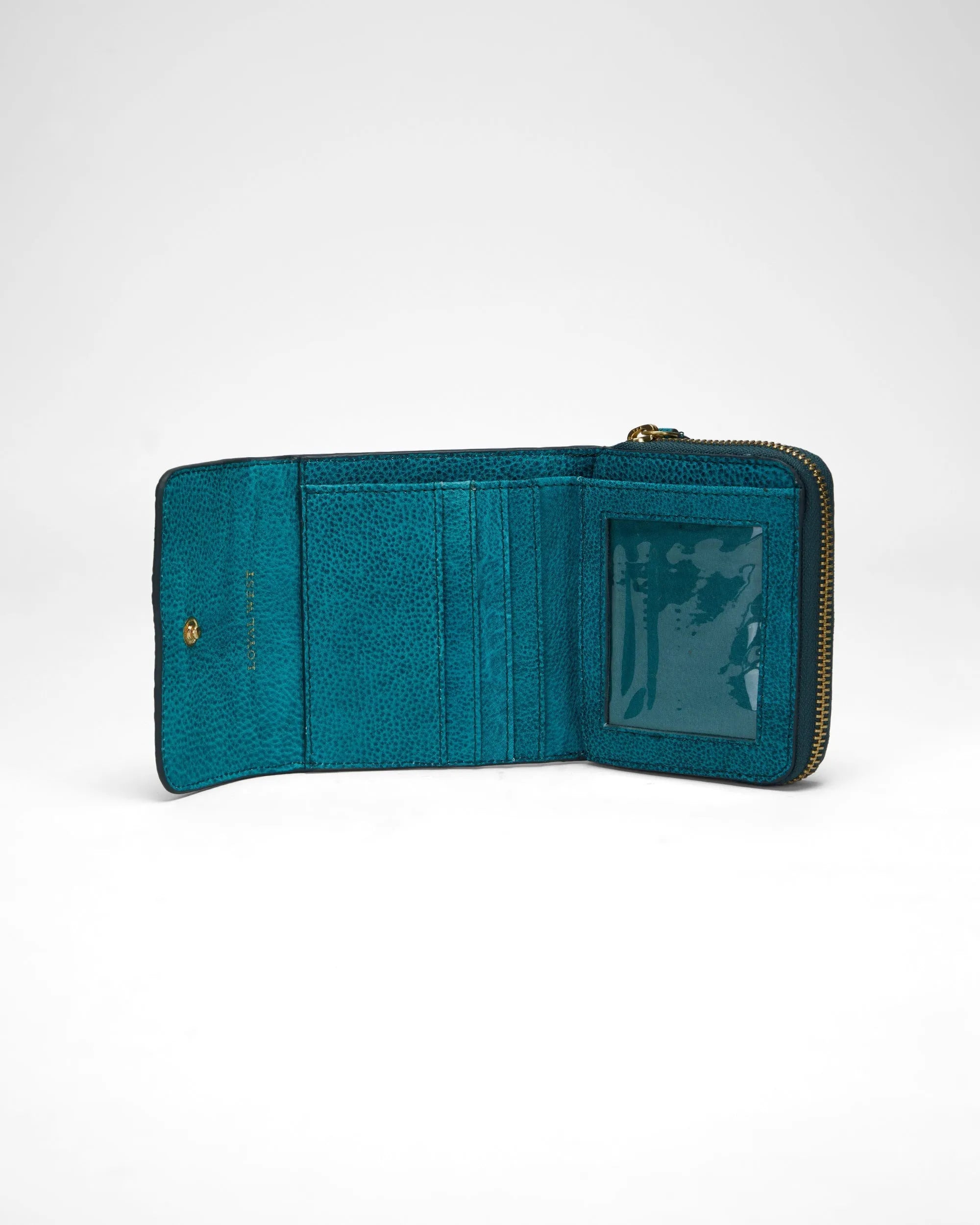 Sophia Card Holder In Hand Finished Embossed Leather -  Turquoise