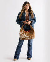 LW Large Purse - In Brown & White Cowhide & Calfskin