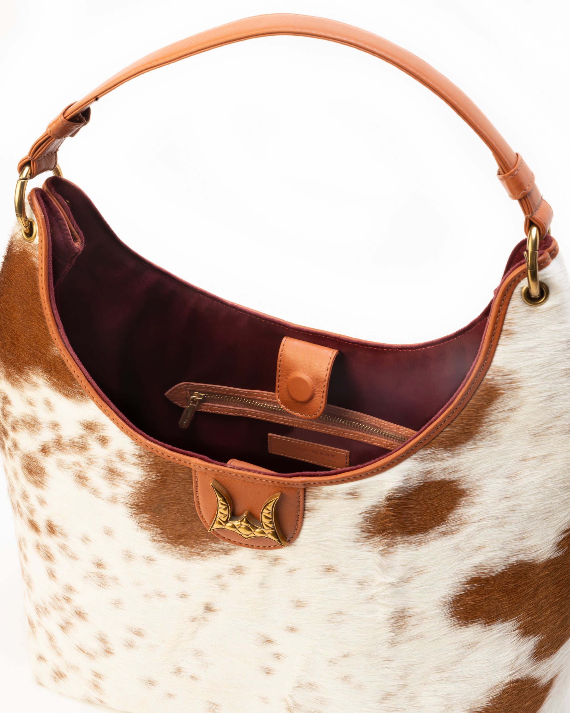 LW Large Purse - In Brown &amp; White Cowhide &amp; Calfskin