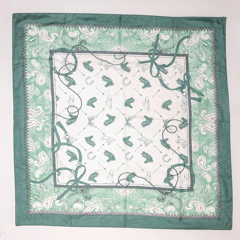 Daylight'S Ballet Silk Scarves With Handtooled Leather Slider - Western Sky