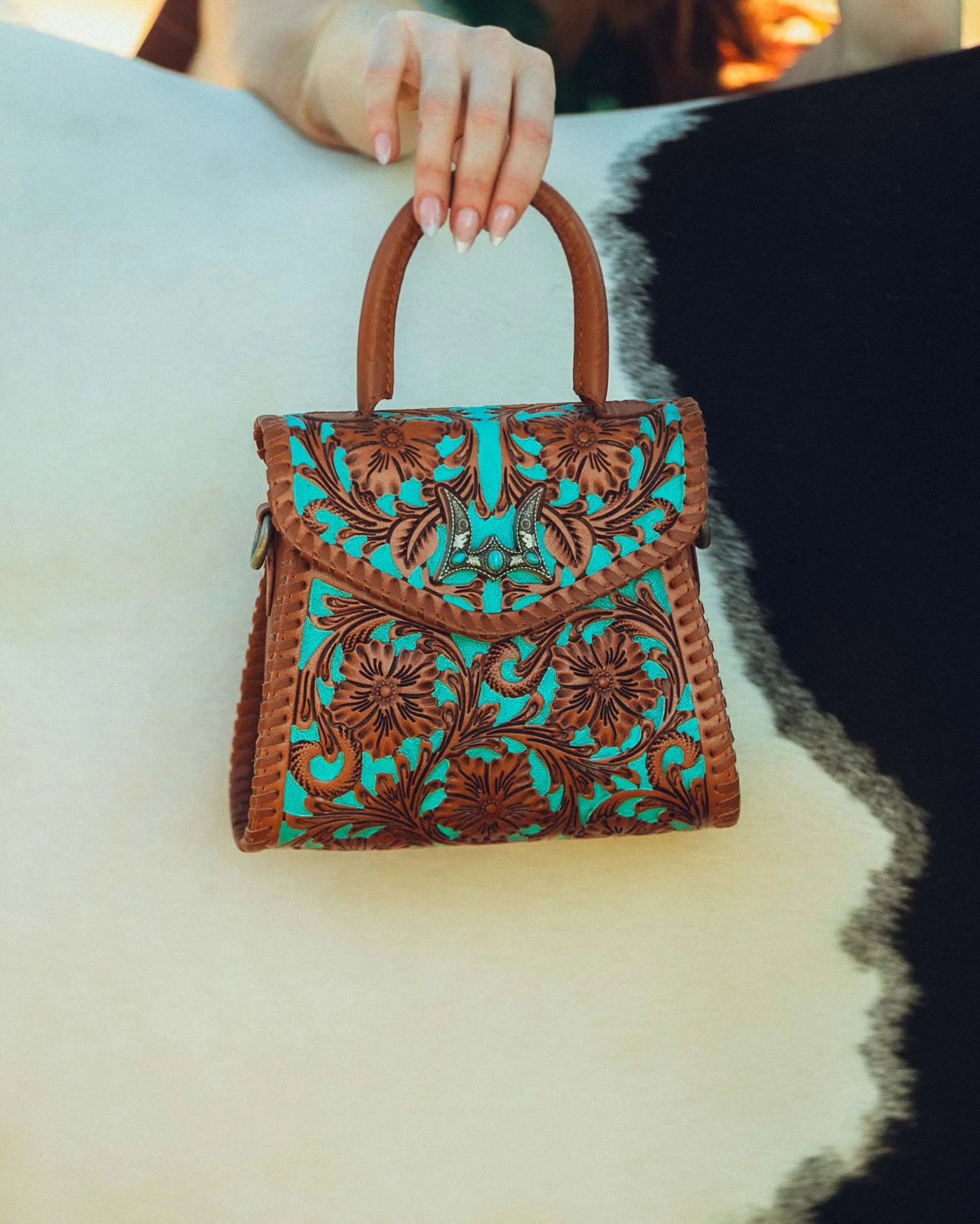 Leon Mini Handle Purse - Whiskey &amp; Water