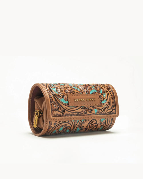 Canyon Jewellery Case Handtooled Leather - Whiskey & Water
