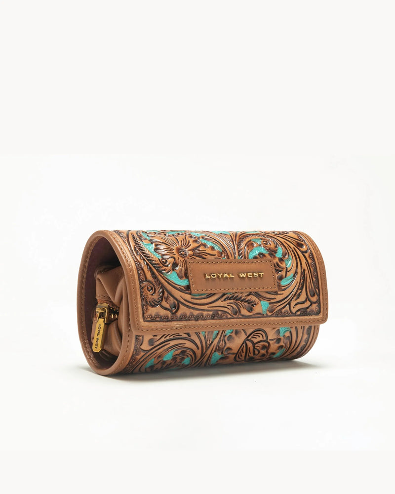 Canyon Jewellery Case Handtooled Leather - Whiskey & Water