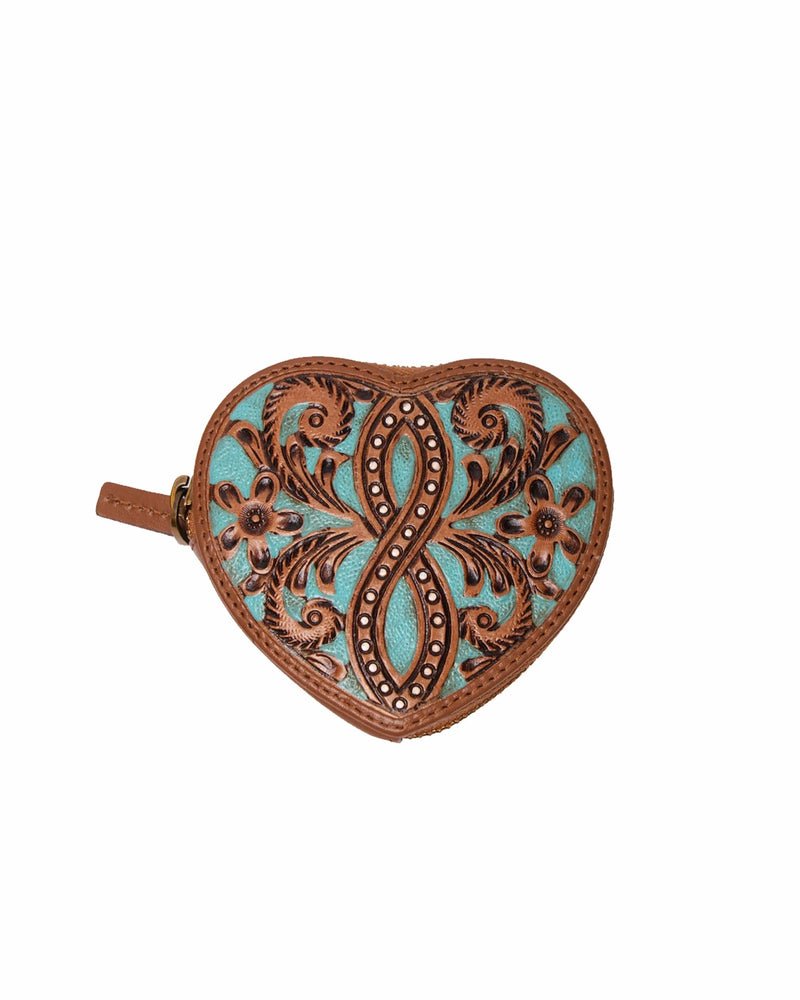 Cupid Coin Pouch Handtooled Leather - Whiskey & Water