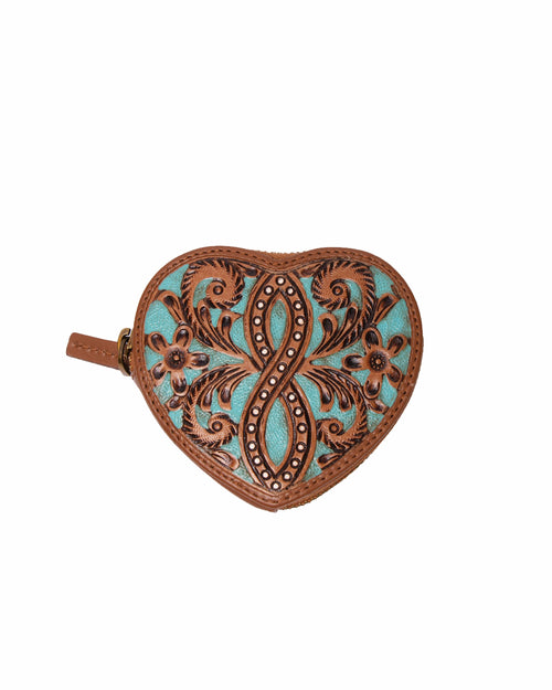 Cupid Coin Pouch Handtooled Leather - Whiskey & Water