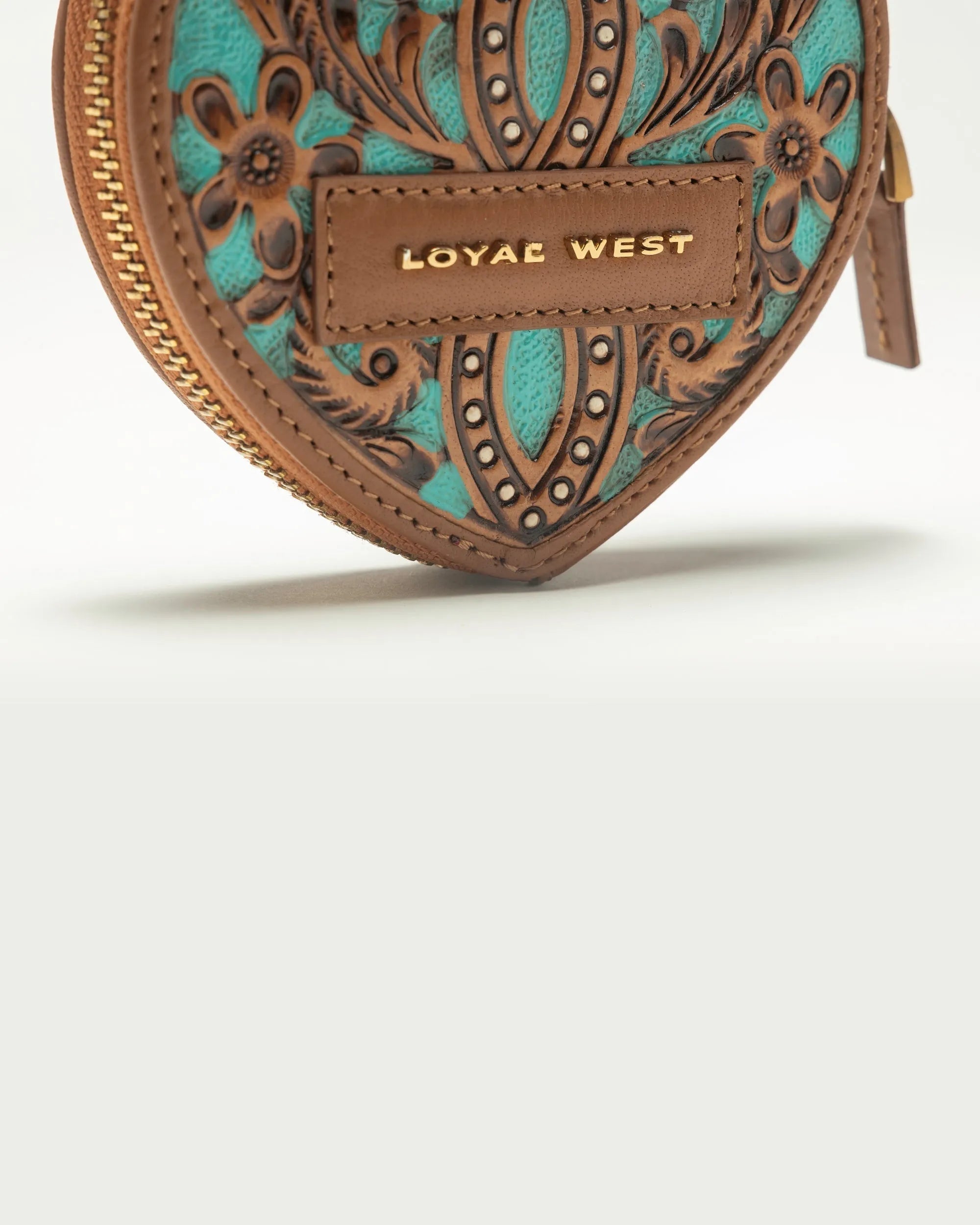 Cupid Coin Pouch Handtooled Leather - Whiskey &amp; Water