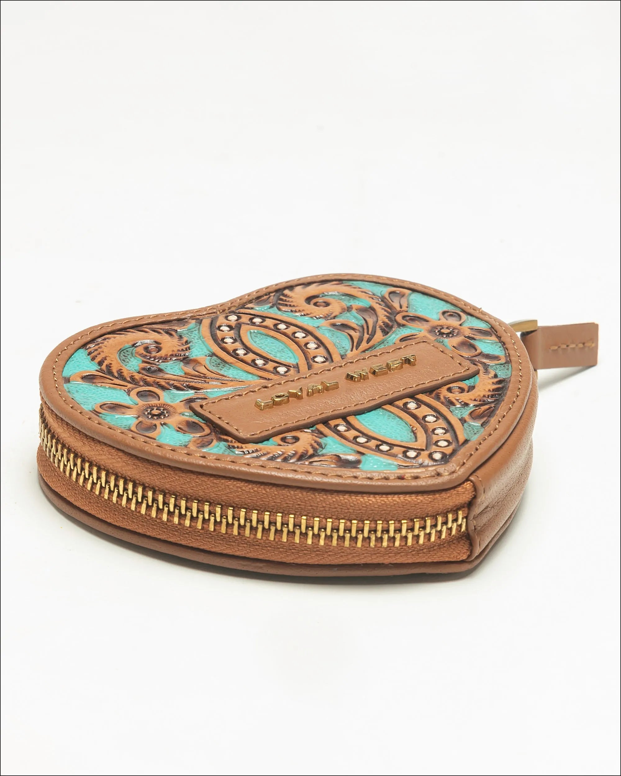 Cupid Coin Pouch Handtooled Leather - Whiskey &amp; Water