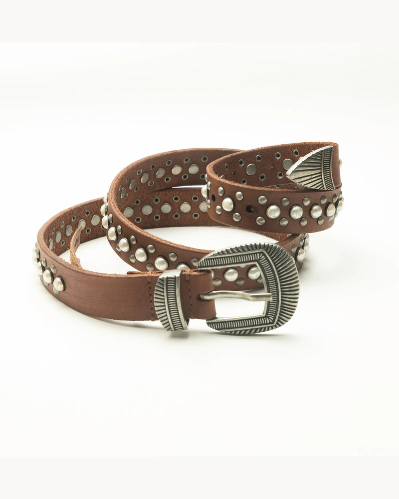 Midnight Ranger Leather Belt In Calfskin - Saddle Brown