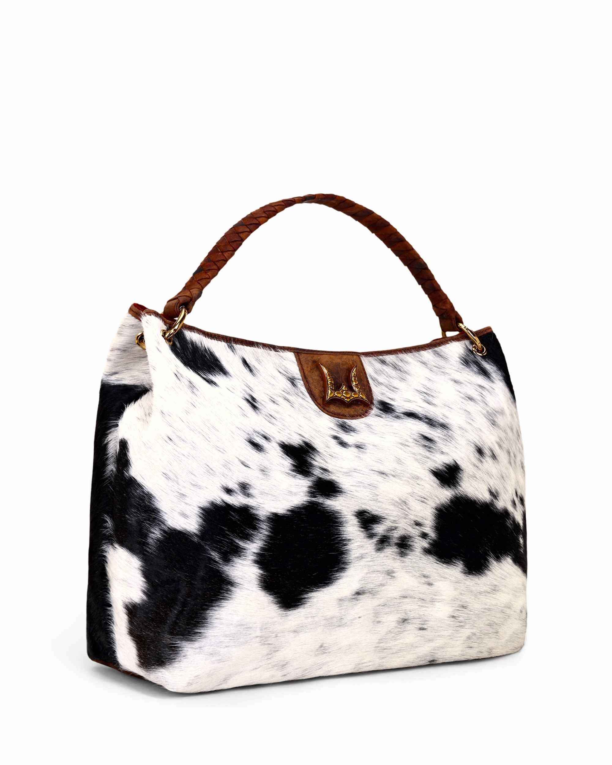 Lw Large Hobo Bag In Black &amp; White Cowhide