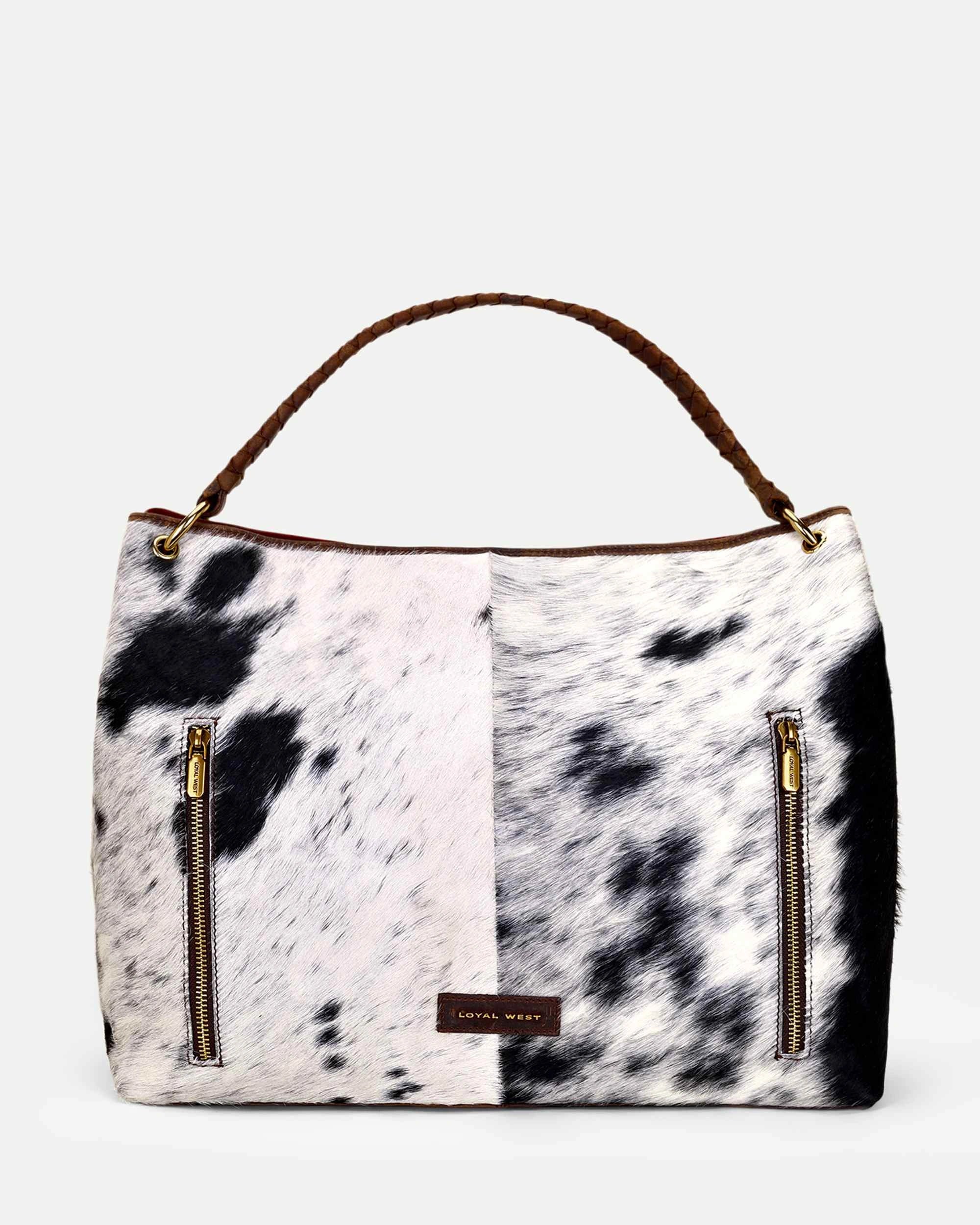 Lw Large Hobo Bag In Black &amp; White Cowhide