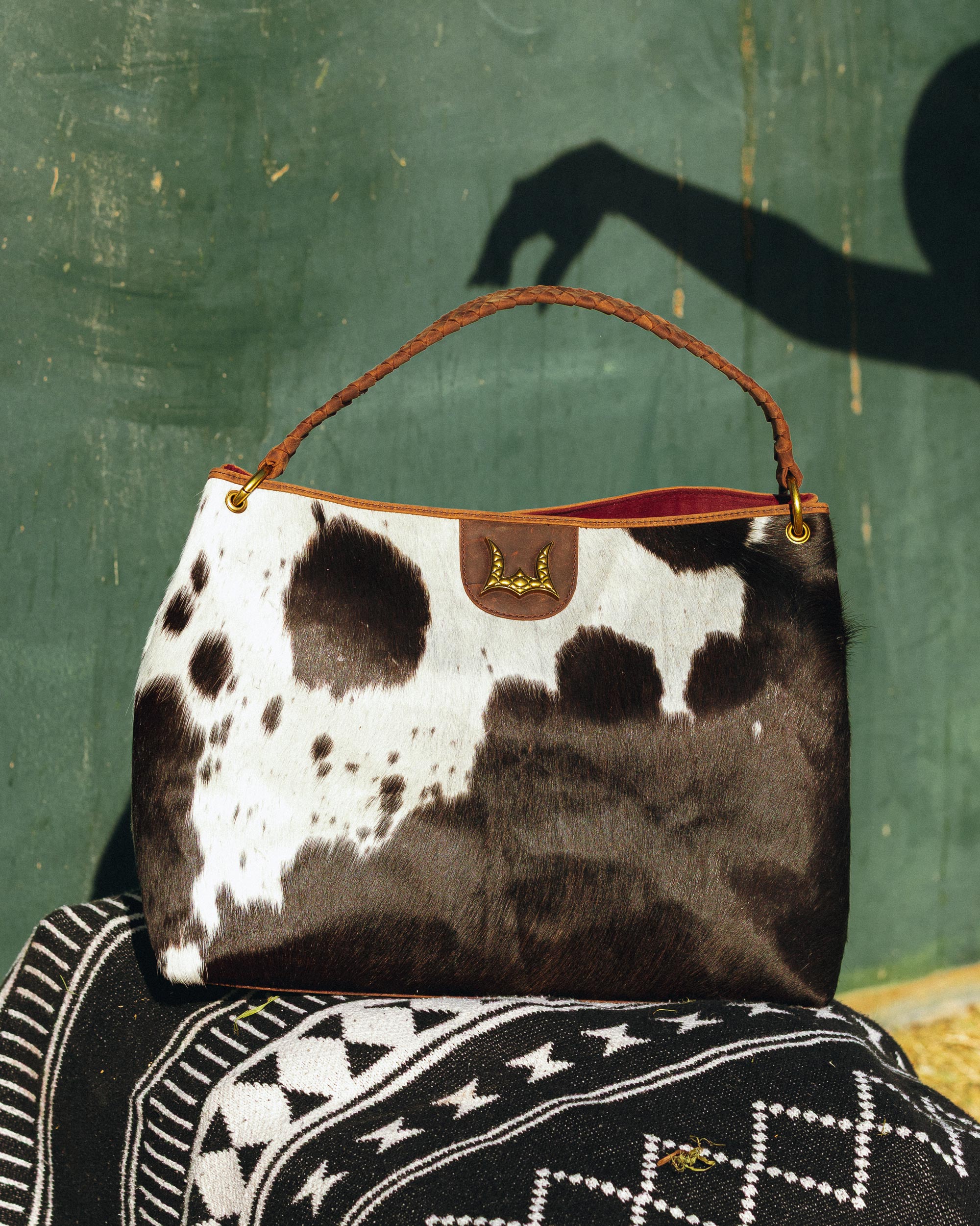 Lw Large Hobo Bag In Black &amp; White Cowhide