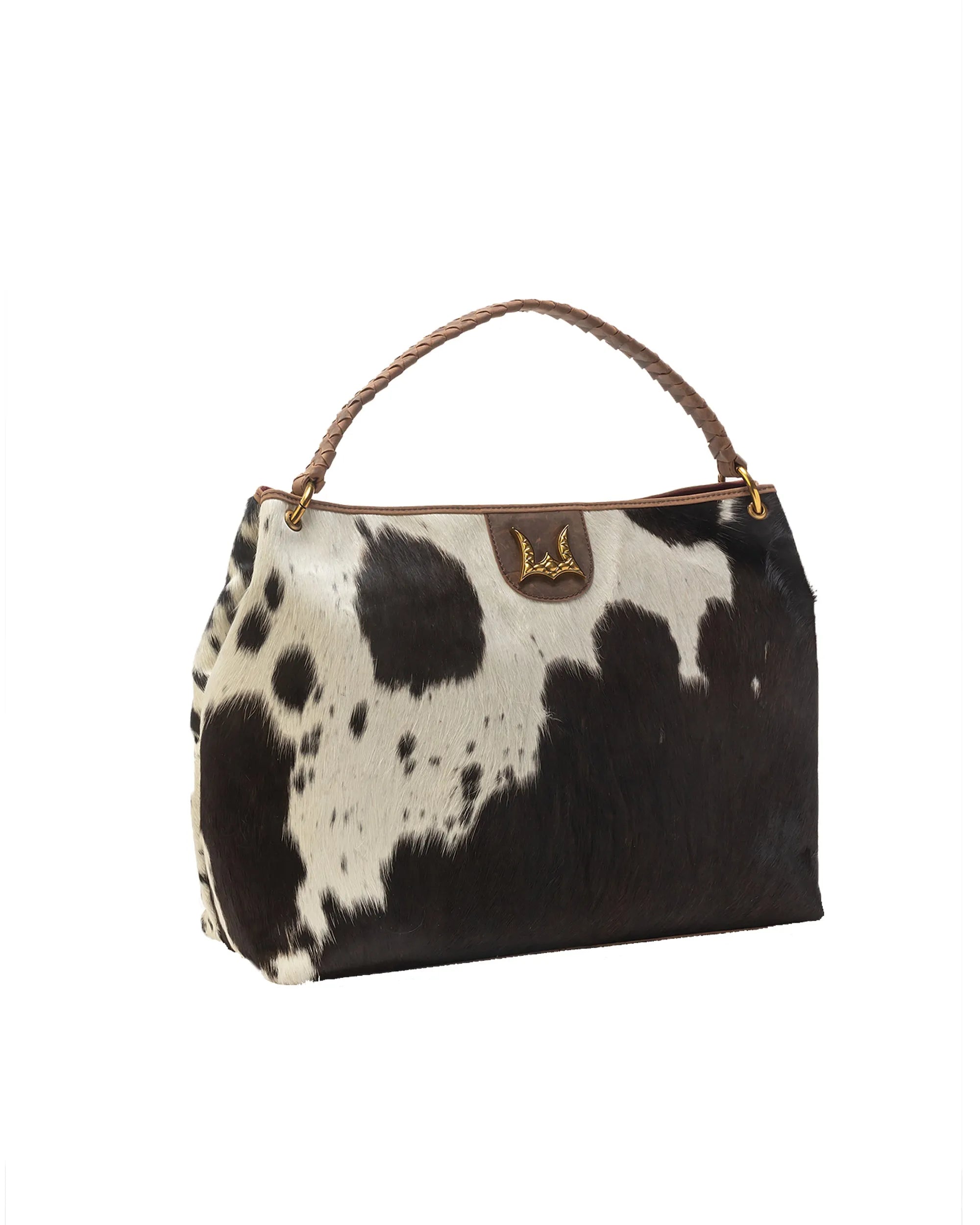 Lw Large Hobo Bag In Black &amp; White Cowhide