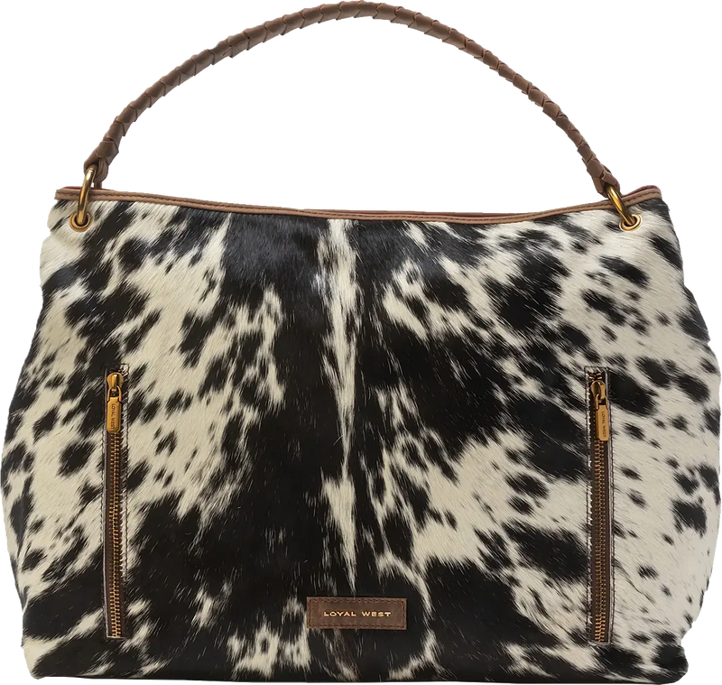 Lw Large Hobo Bag In Black & White Cowhide