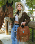 Sedona Tassle Bag In Saddle Brown